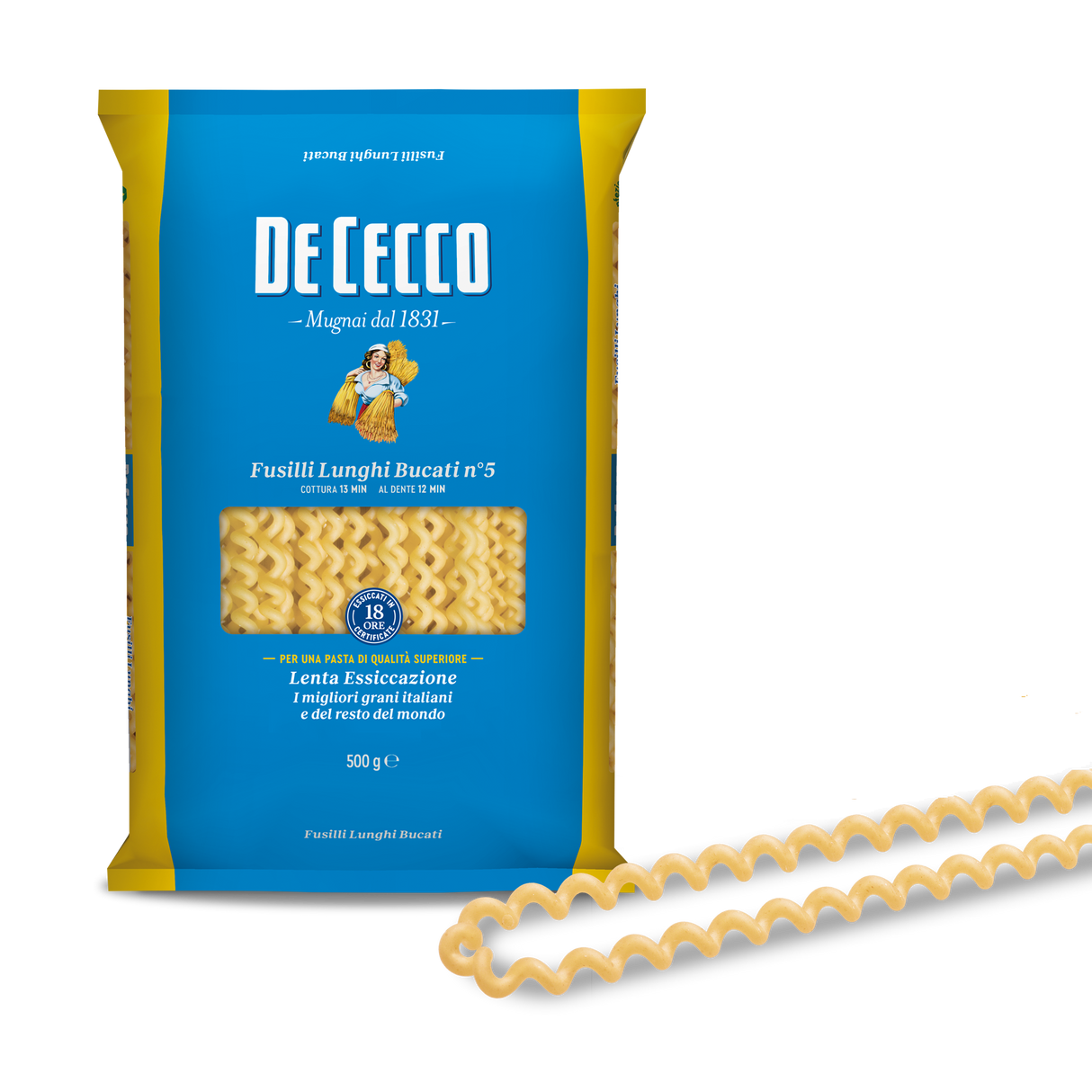 FUSILLI LUNGHI BUCATI 500G - DE CECCO 意大利捲捲公仔麵 De Cecco - Dried Pasta @Mercato Gourmet | Your Italian Gourmet Supermarket