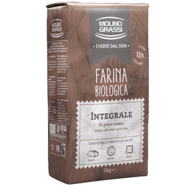 Organic Whole Wheat Flour 1kg - Molino Grassi Mercato Gourmet Flour & Yeast