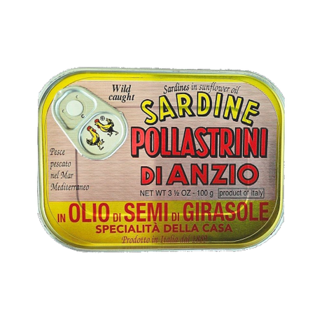 Sardines in sunflower oil 100g - Pollastrini Pollastrini - Sardines 100g @Mercato Gourmet | Your Italian Gourmet Supermarket