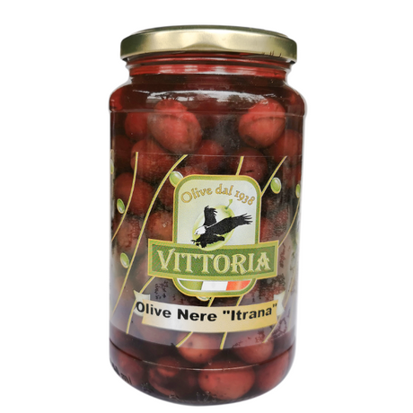 Itrana black olives 314ml - Vittoria Mercato Gourmet Preserved Vegetables