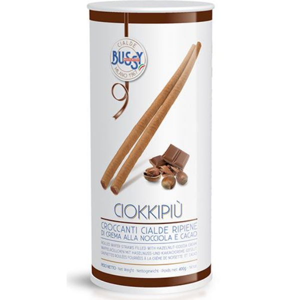 Rolled Wafer Straws Filled with Hazelnut & Cocoa Cream 400g - Bussy Mercato Gourmet - Confectionery @Mercato Gourmet | Your Italian Gourmet Supermarket