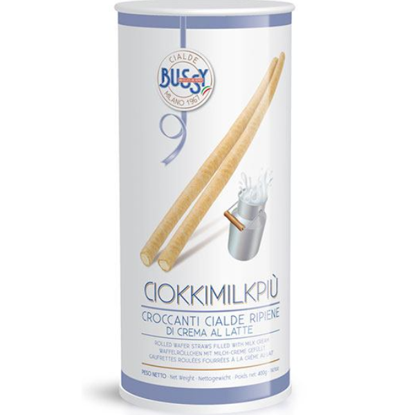 Rolled Wafer Straws Filled with Milk Cream 400g - Bussy Bussy - Wafer @Mercato Gourmet | Your Italian Gourmet Supermarket