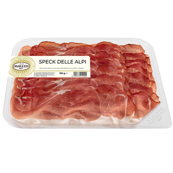 Sliced Alpine Speck 110g - Maletti Mercato Gourmet - Cold-Cut 110g (±10%) pack @Mercato Gourmet | Your Italian Gourmet Supermarket