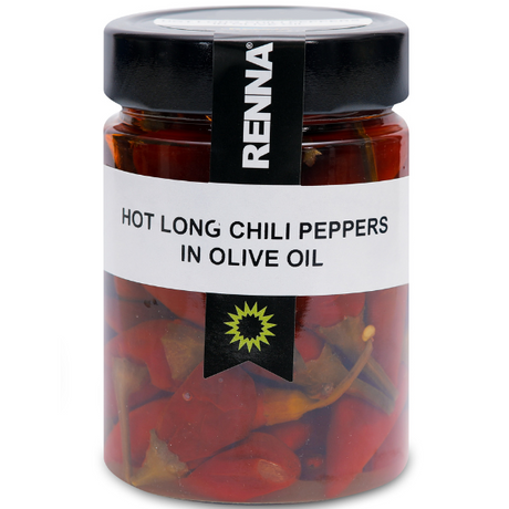 Hot Long Chilli Peppers in Olive Oil 300g - Renna RENNA Preserved Vegetables