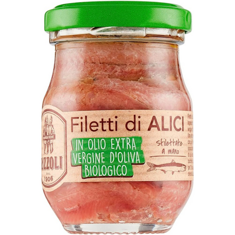 Anchovy Fillets in Organic Extra Virgin Olive Oil 90g - Rizzoli Rizzoli - Packaged Seafood @Mercato Gourmet | Your Italian Gourmet Supermarket