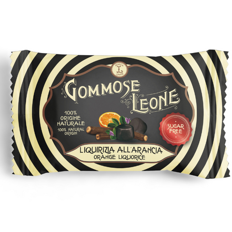 Sugar Free Orange Liquorice Gummies 35g - Leone Mercato Gourmet - Confectionery @Mercato Gourmet | Your Italian Gourmet Supermarket