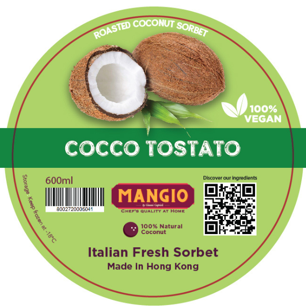 Homemade Toasted Coconut Sorbet 600ml Mangio - Gelato & Sorbet @Mercato Gourmet | Your Italian Gourmet Supermarket