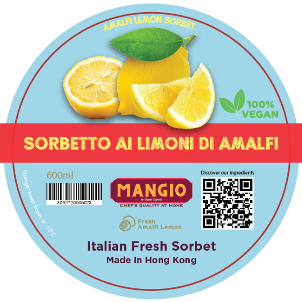 Homemade Lemon Sorbet 600ml - Mangio Mangio - Gelato & Sorbet 600ml @Mercato Gourmet | Your Italian Gourmet Supermarket