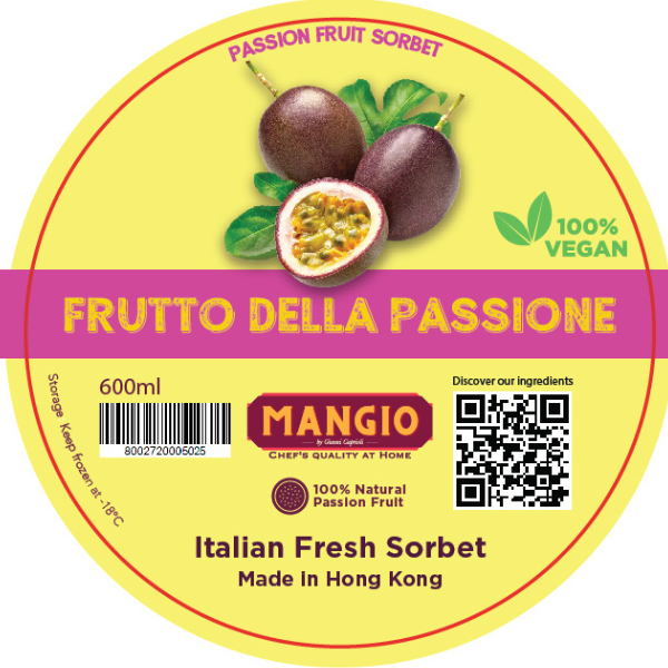 Homemade Passionfruit Sorbet 600ml Mangio - Gelato & Sorbet 600ml @Mercato Gourmet | Your Italian Gourmet Supermarket