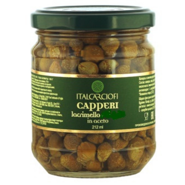 Capotes Capers in Wine Vinegar 212ml- Italcarciofi Mercato Gourmet Preserved Vegetables