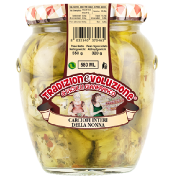 Whole Artichokes "Della Nonna" 580ml - Tradizionevoluzione Mercato Gourmet - Preserved Vegetables @Mercato Gourmet | Your Italian Gourmet Supermarket