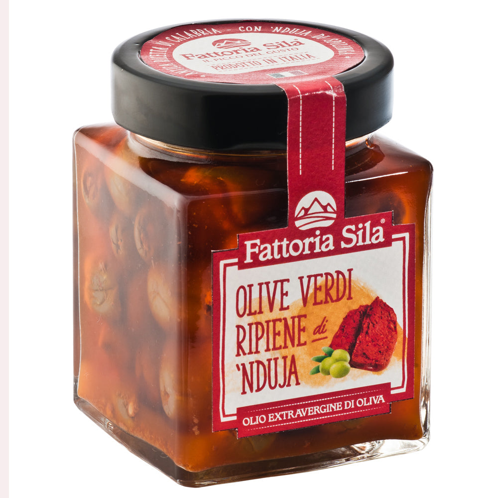 Green Olives with Nduja Fattoria Sila - Preserved Vegetables @Mercato Gourmet | Your Italian Gourmet Supermarket