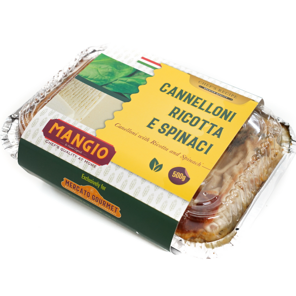 Homemade Cannelloni with Ricotta Cheese and Spinach 500G - Mangio Mangio - Pasta 500g @Mercato Gourmet | Your Italian Gourmet Supermarket