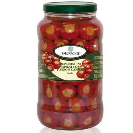 Red Cherry Peppers Stuffed with Tuna 314ml - Italcarciofi Mercato Gourmet Preserved vegetables