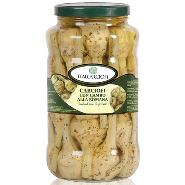 Artichokes with Stem in Roman Style 580ml - Italcarciofi Italcarciofi - Preserved Vegetables @Mercato Gourmet | Your Italian Gourmet Supermarket