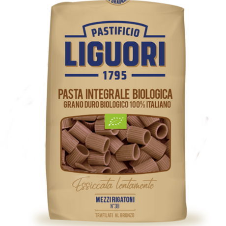 Organic Whole Wheat Mezzi Rigatoni - Liguori Pastificio Liguori 1795 - Dried Pasta @Mercato Gourmet | Your Italian Gourmet Supermarket