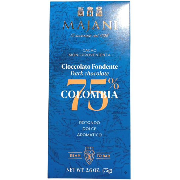 Gluten Free Extra Dark Chocolate Bar Colombia 75% - Majani Mercato Gourmet - Confectionery @Mercato Gourmet | Your Italian Gourmet Supermarket