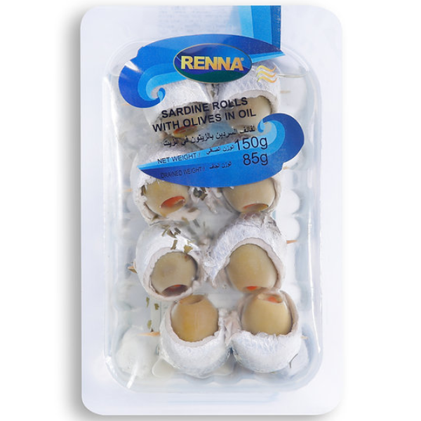 Sardinella Rolls With Olives In Sunflower Oil RENNA Packaged Seafood