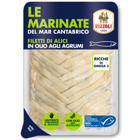 Marinated anchovies "Le Marinate" Fillet 80g - Rizzoli Mercato Gourmet - Packaged Seafood 80g @Mercato Gourmet | Your Italian Gourmet Supermarket