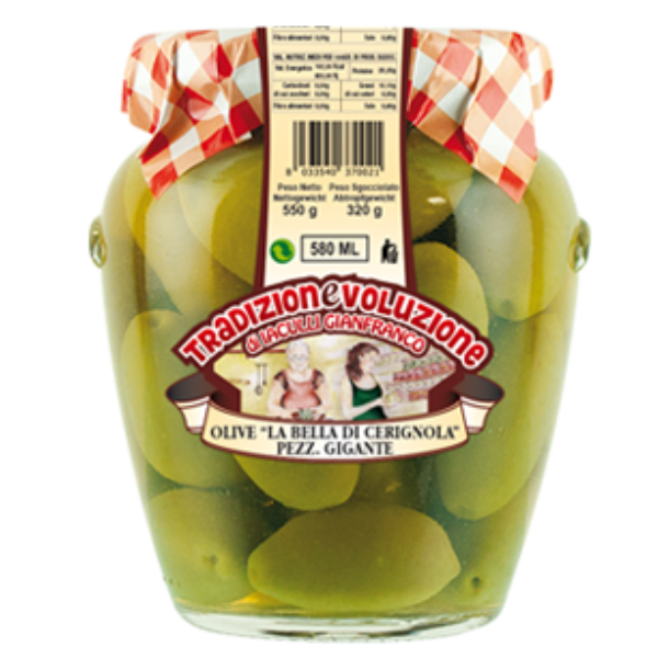 Green Bella di Cerignola Olives - Large Jar/Frutto D'Italia/Olives