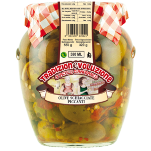 Olives with Crushed Red Pepper 580ml - Tradizionevoluzione Mercato Gourmet Preserved Vegetables